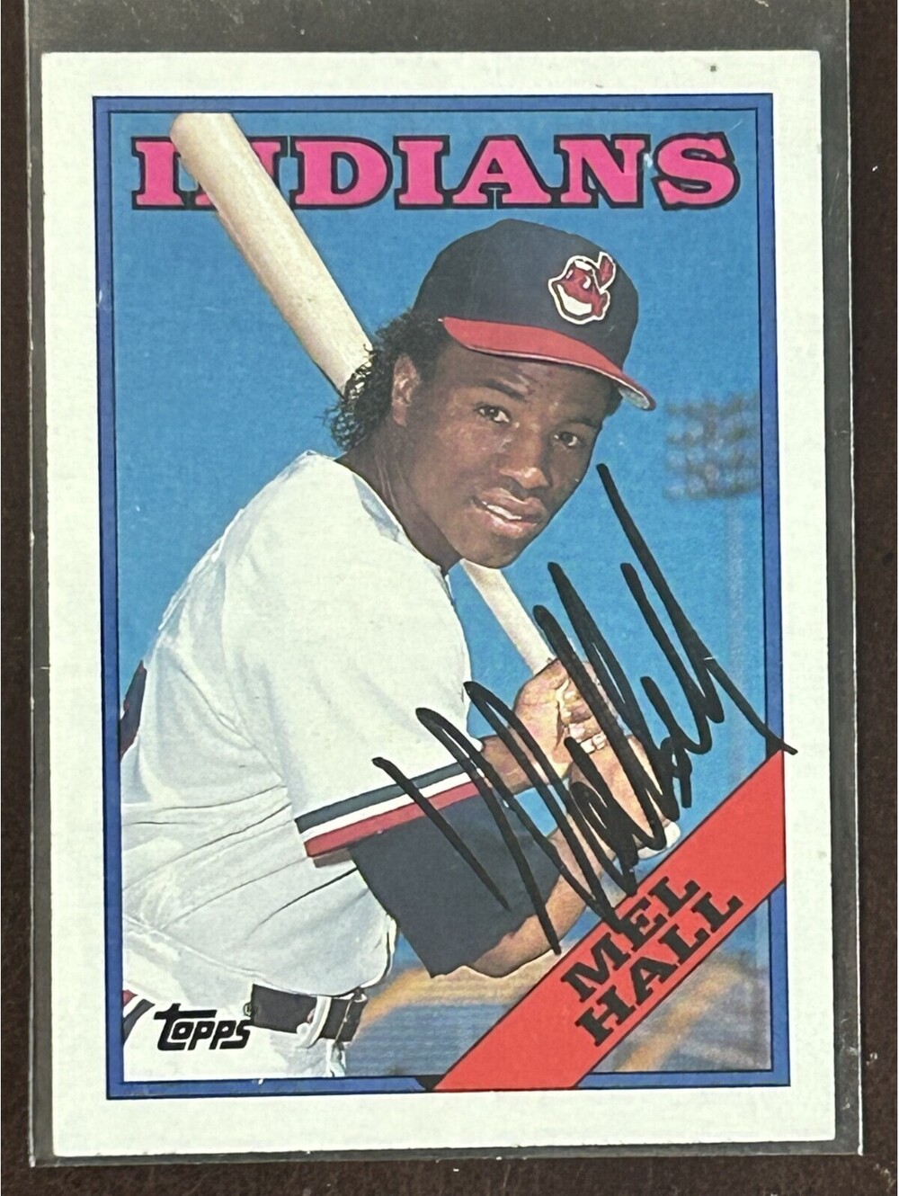 MLB OF MEL HALL AUTOGRAPHED 1988 TOPPS BASEBALL CARD #318 SIGNED NM